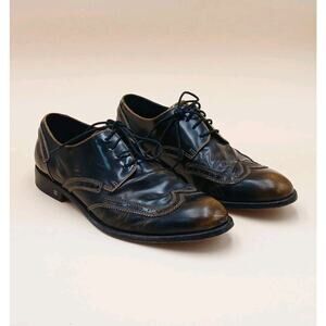 Bugatchi Mens Brown Leather Wing Tips Lace Up Oxford Sz 9